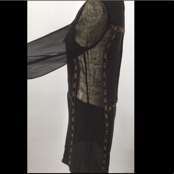 ARYN K Small Black Sheer Dress W/ Woven Inserts - Picture 5 of 15